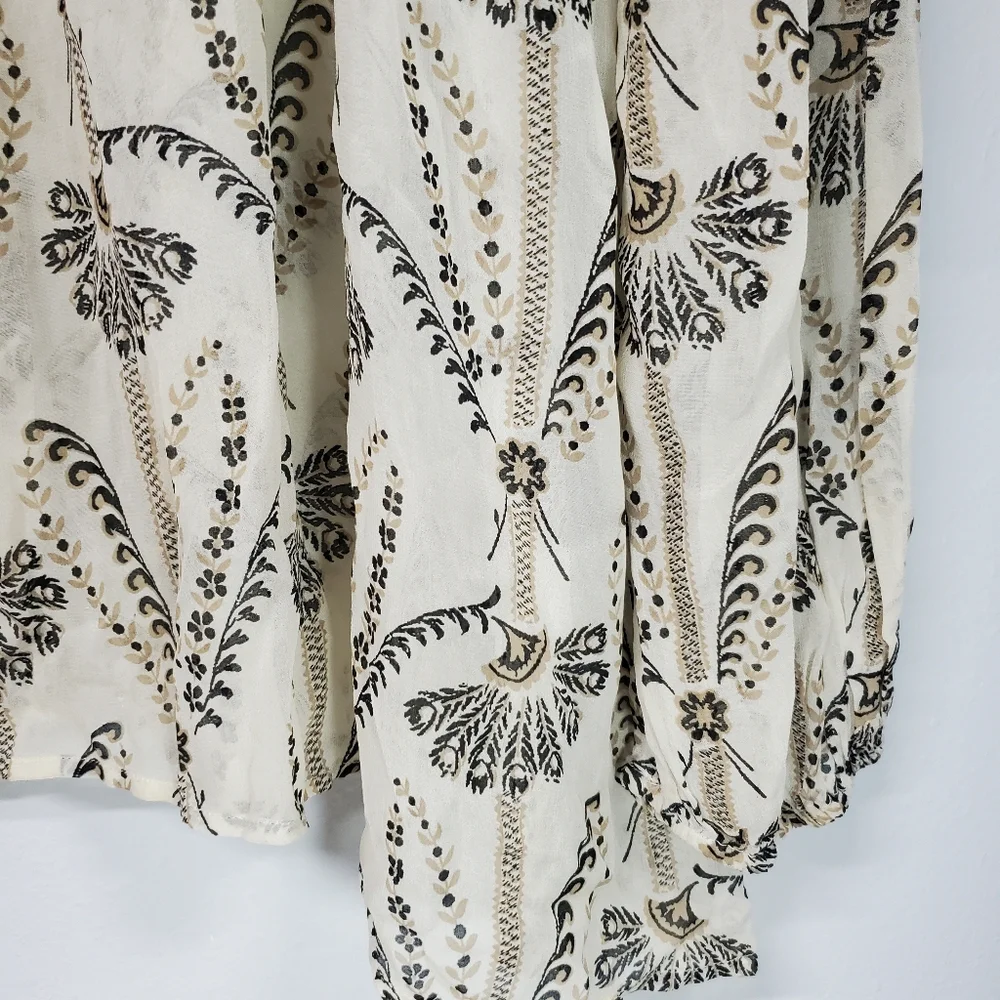 Floreat Cream Lace Yoke Floral Peasant Blouse - Picture 3 of 6
